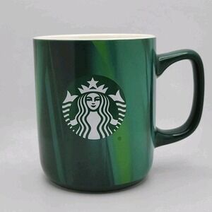 Starbucks Green Marbled Ceramic Coffee Mug 15 oz Earthy Serene